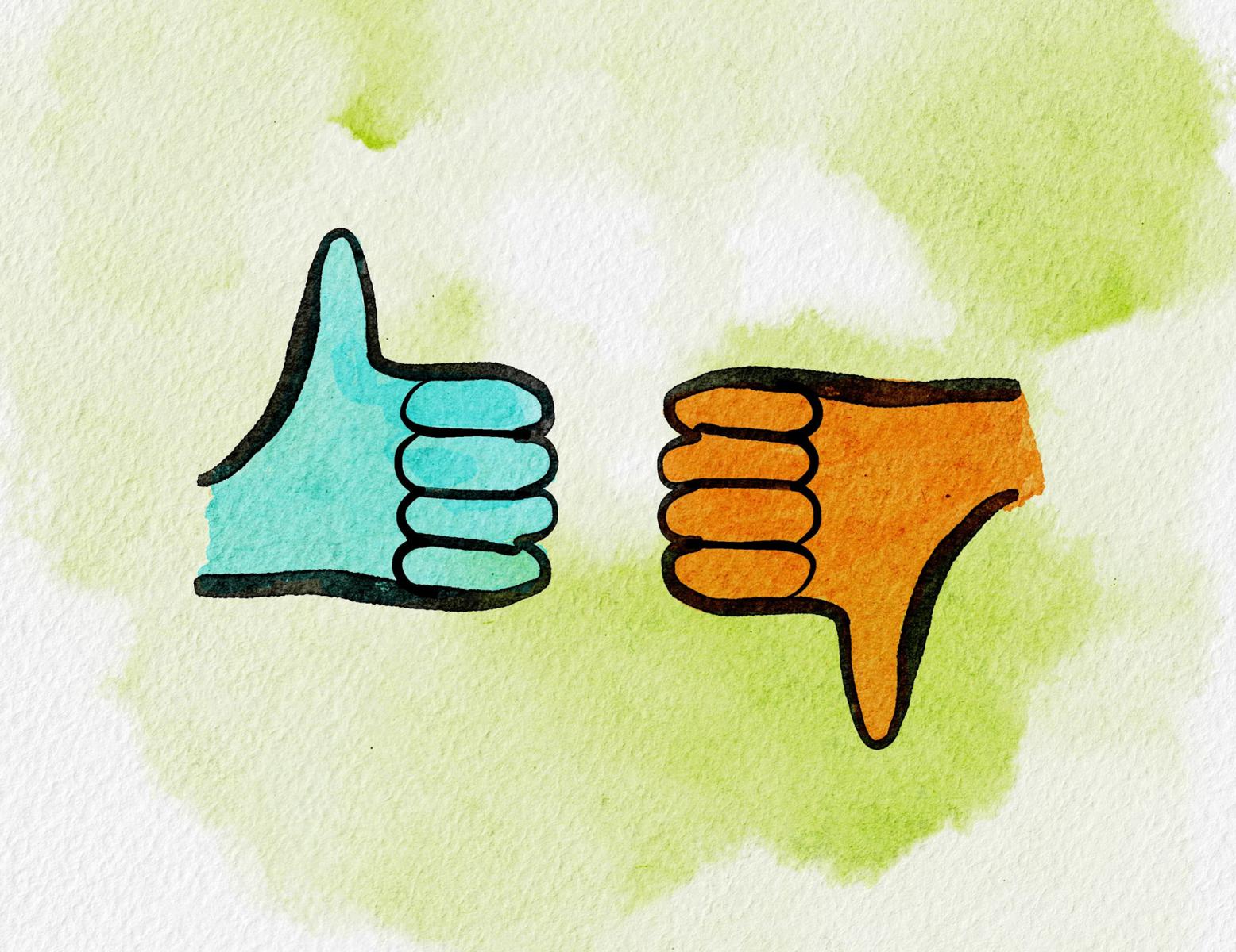 Thumbs up and down illustration