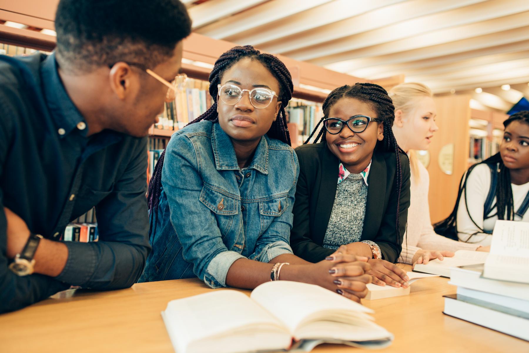 Students of color studying